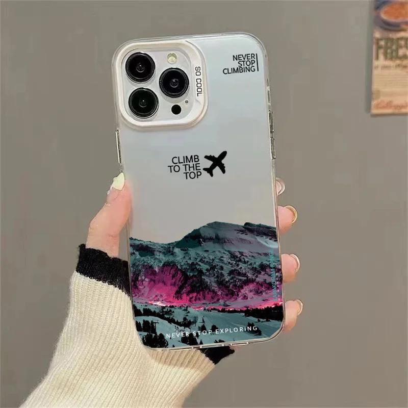 Чехол 'Снежная гора и самолет' для IPhone 17 14 16 15 12 11 Pro Max 13 16E 17E Air Plus Противоударный и противоскользящий чехол