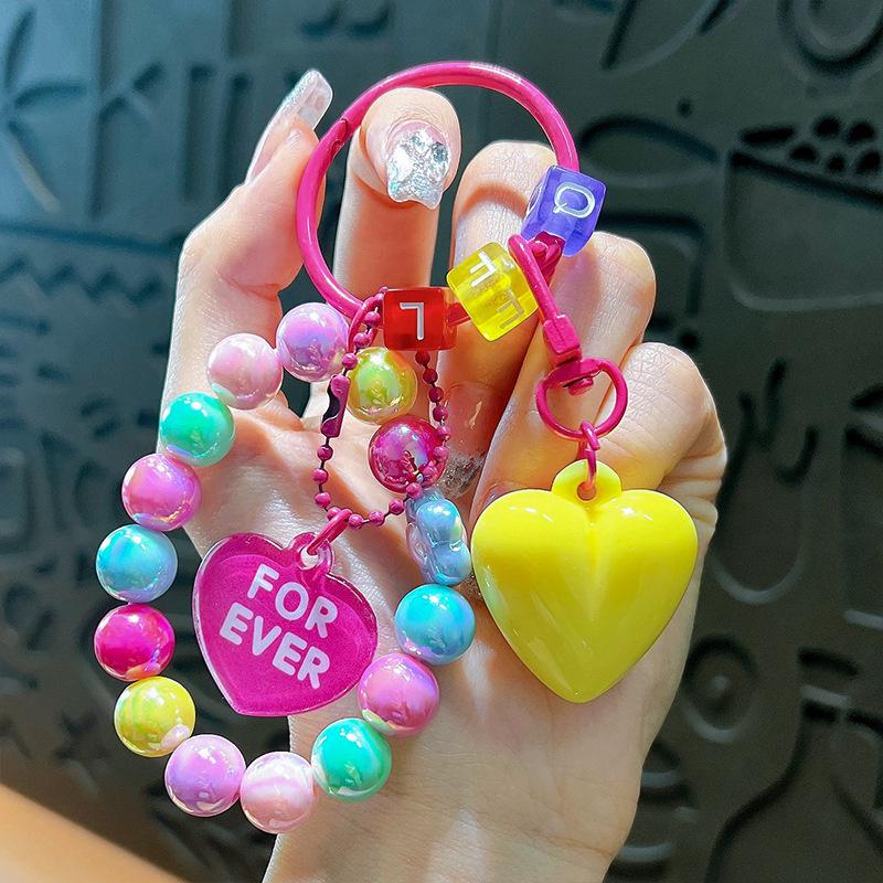 Handmade Luxury Tassel with Love Pendant Candy Cute Glossy Bag Charm Creative Accessory Bag Charm