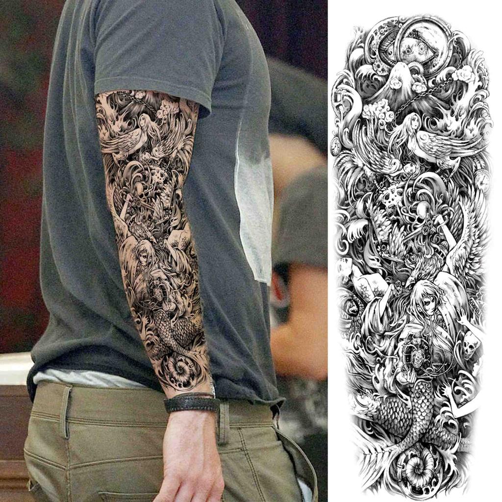 Реалистичные временные татуировки с изображением Бога Марса, рукава для мужчин и взрослых, поддельные татуировки с изображением орла, льва, воина, наклейка, моющаяся тату на всю руку, длинная