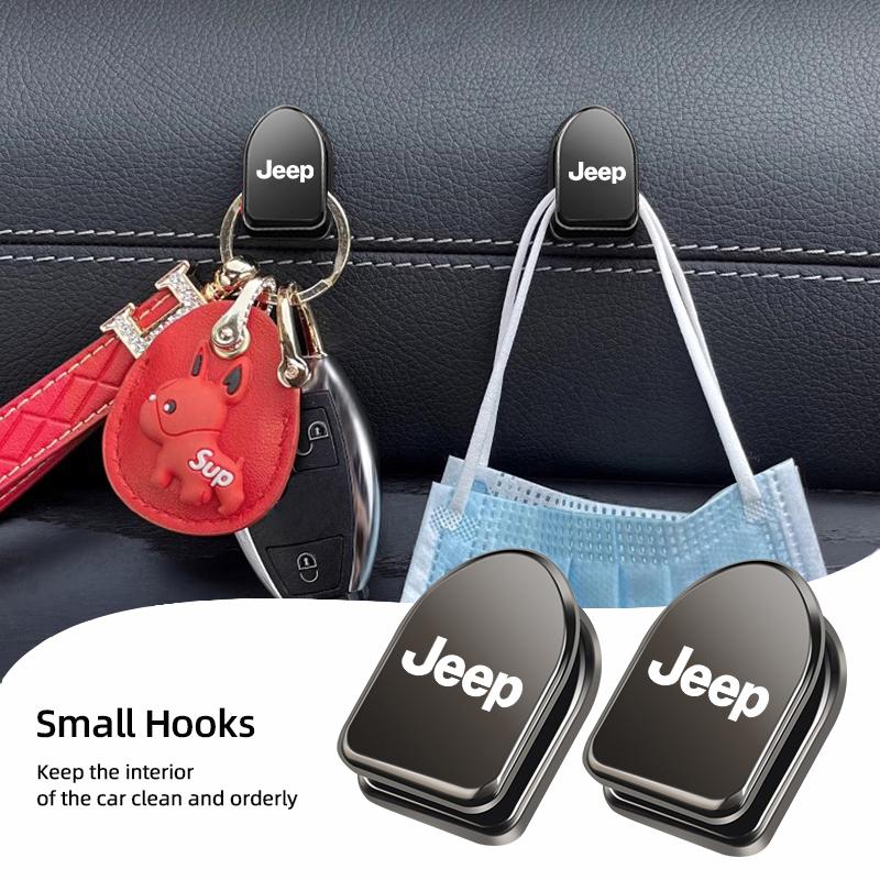 AHP2 2Pcs Car Seat Back Hooks Portable Storage Holder Accessories For Jeep Grand Cherokee Wrangler JK Gladiator Compass Renegade Pat