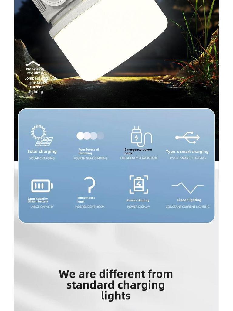 Portable Solar Camping Lamp with Long Battery Life and Bright Light