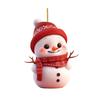Christmas Ornament 2D Cartoon Snowman Shape Hanging Decoration with Lanyard Festive Atmosphere Christmas Decor