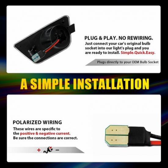 2x Белые светодиодные боковые габаритные огни переднего бампера для Chevrolet Cruze EOOK 2011-2015