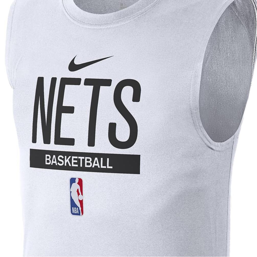 Nike Dri-FIT NBA Brooklyn Nets Letter Print Быстросохнущий тренировочный спортивный повседневный дышащий баскетбольный жилет для мужчин, жилеты белого цвета DR6753-100