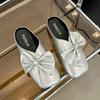 Fashion Women Bow Flats Mules Shoes Square Toe Slingback Casual Slippers 2024 Autumn Fashion New Walking Shoes Cozy Dress Mujer Zapatos