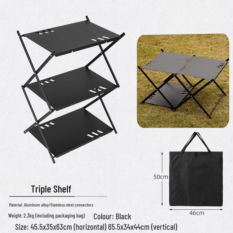 ZISIZ Three-Layer Camping Folding Storage Rack