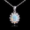 Natural Oval Colorful Opal Pendant Necklace 925 Sterling Silver Fine Jewelry for Women Daily Wear Nice Gift