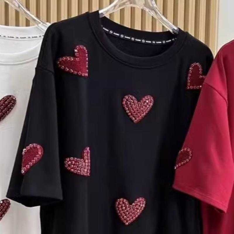 JKASHDK Женская мода больших размеров повседневные летние весенние блузки и рубашки с коротким рукавом и круглым вырезом с принтом LOVE