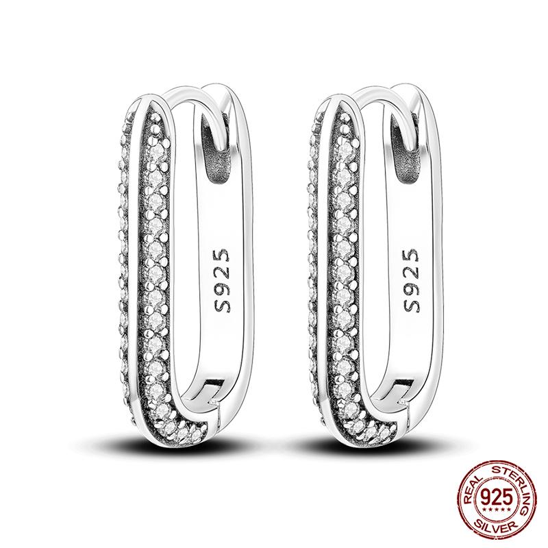 Charms Double Hoop Earrings For Women 100% 925 Silver Cubic Zircon Heart Star Moon Earrings Elegant Birthday Jewelry Gifts