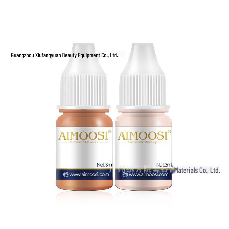 AIMOOSI Полуперманентный пигмент для микроблейдинга: Красный, Синий для бровей, Темные губы, Эмульсия телесного розового цвета