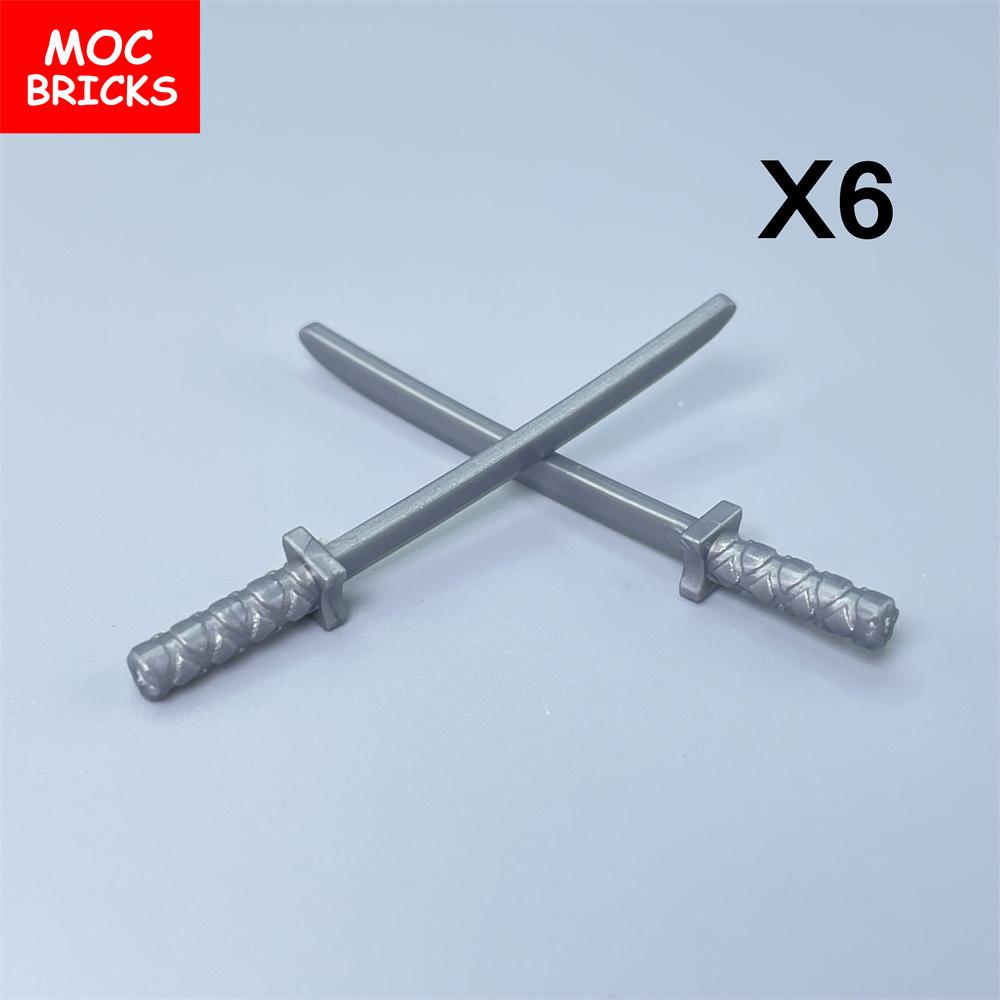 12 шт./лот MOC Кубики Катана Меч Ниндзя 21459 30173 Аксессуар Собранные Строительные Блоки Игрушки Подарок для Детей Пластиковые Куклы