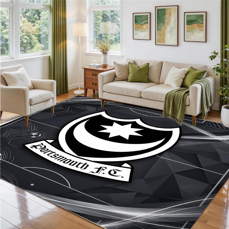 Portsmouth FC Design Crystal Velvet Rug Soft Decorative Mat for Bedroom Entrance