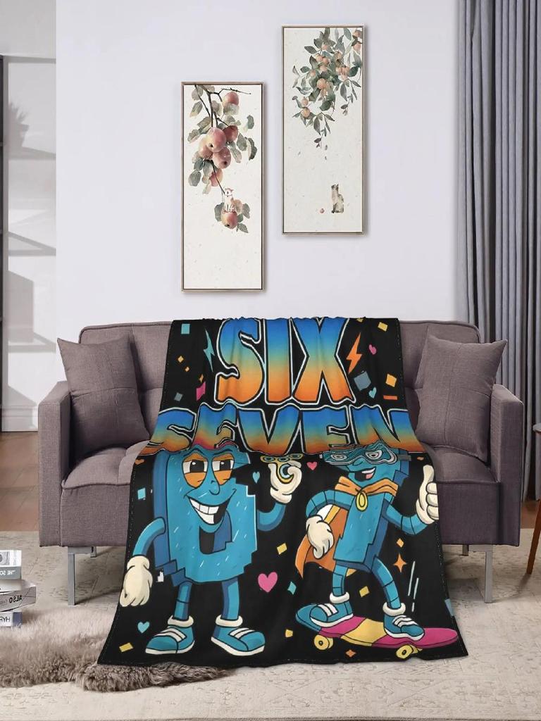 Warm Blanket for Girls Years Travel Skateboard Design Flannel Bedding Throw Sofa Bed Cover Funny Italian Brainrot Style
