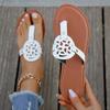 Women's Buckle Decor Thong Sandals, Slip On Soft Sole Lightweight Flat Casual Slides, Non-slip Summer Beach Slides