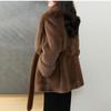 Women's Faux Fur Coats Winter Faux Fox Fur Collar Coat Plus Size Mid-length Slim Fit Fur Coat