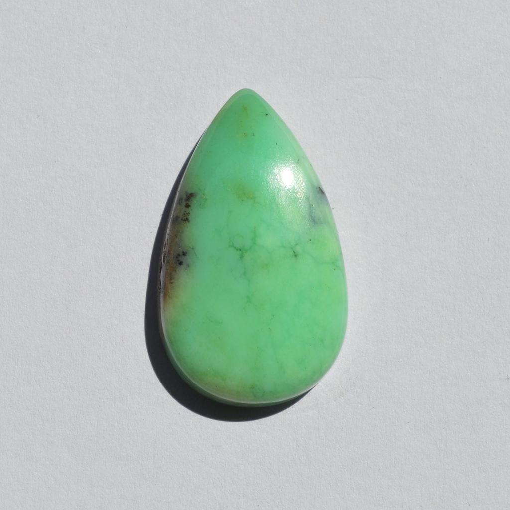 Кабошон из натурального драгоценного камня хризопраз - россыпью полудрагоценный камень 32 карата грушевидной формы 31x18 мм, Jewelry Craft Supply