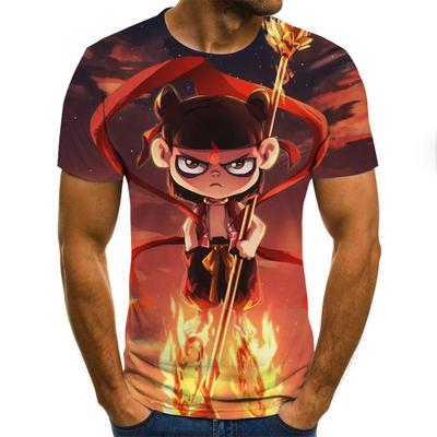 Детская футболка Nezha's Magic Sea Outing, летняя мужская футболка с круглым вырезом и короткими рукавами с 3D-принтом