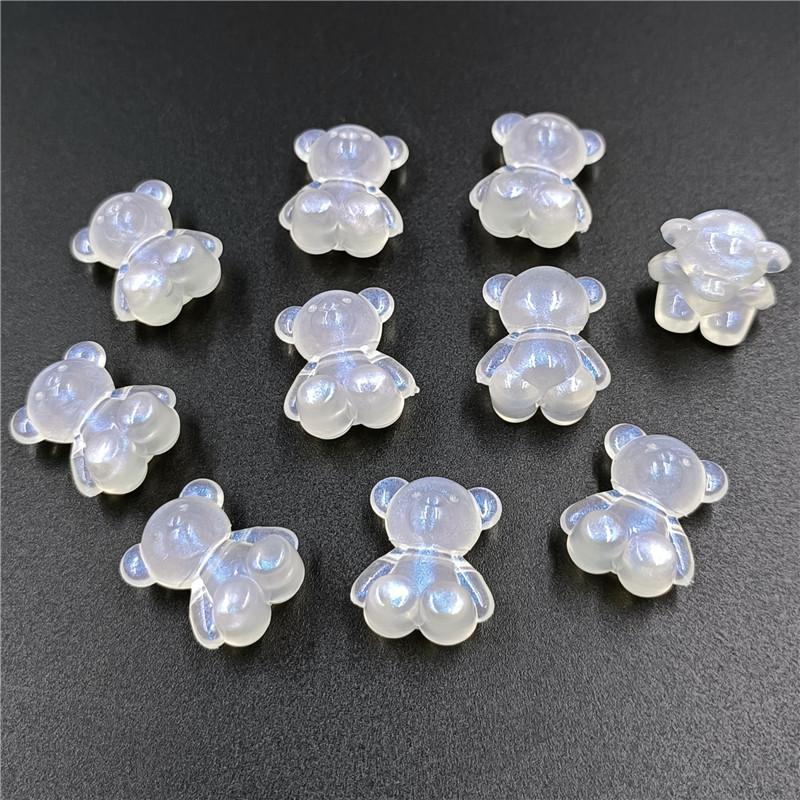 10 шт. модные милые бусины с медведем с горизонтальным отверстием, флуоресцентный цвет, мультяшный кулон, сделай сам, ювелирные аксессуары