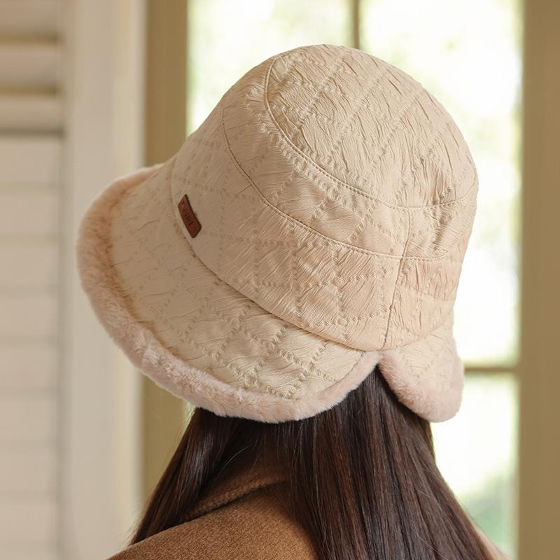 Зимняя шапка женская бархатная с защитой ушей теплая шляпа-ведро ветрозащитная шляпа-таз модная хлопковая шапка женская теплая шапка с защитой ушей для осени и зимы