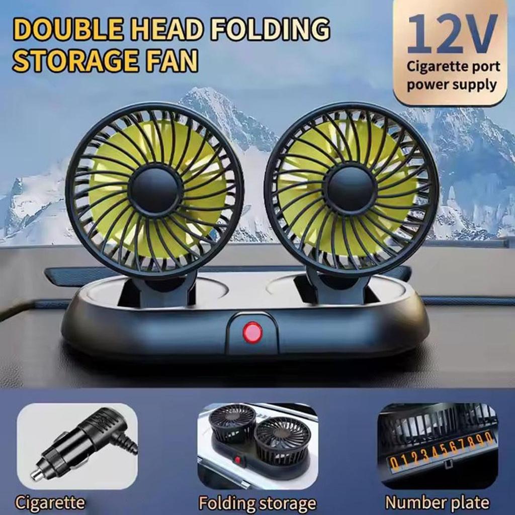 Car Fan 5/12/24V,360 Degree Rotatable Car Fan,Electric 3 Speed Two Head Fans,Strong Dashboard CoolCirculator Fan