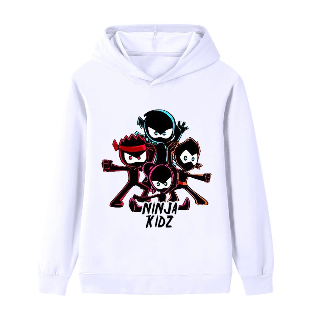 B1172 Детская толстовка с капюшоном для мальчиков и девочек NINJA KIDZ с аниме-принтом, повседневная, для улицы, с длинным рукавом