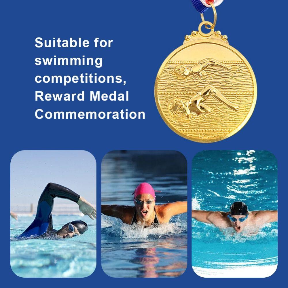Zinc Alloy Swimming Competition Medal Neck Ribbon Sports Award Winner Round Medal Training Awards