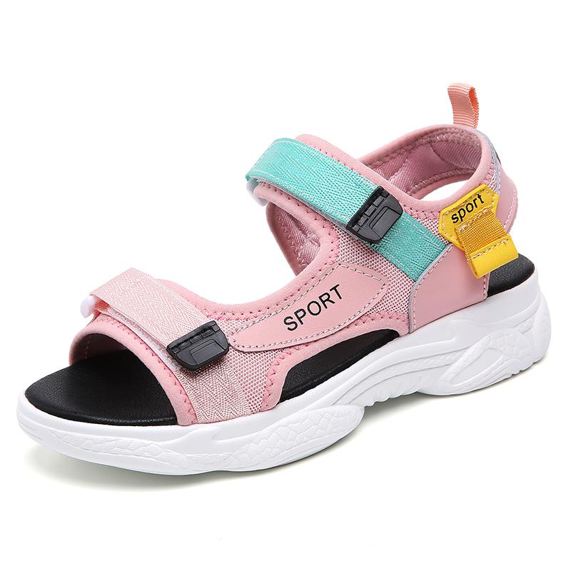 Сандалии на платформе женские летние женские туфли на толстой подошве радужного цвета с застежкой-липучкой на танкетке с открытым носком на платформе