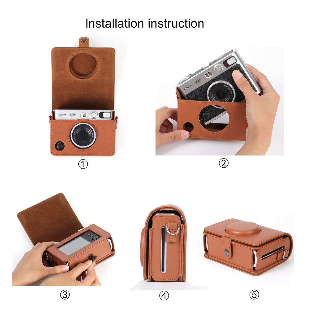 Instax Mini Evo Case for Fujifilm Instax Protective Full Scratch Shoulder Strap PU Easy to Easy to Magnetic Snap Included Film, Cover, Protection,