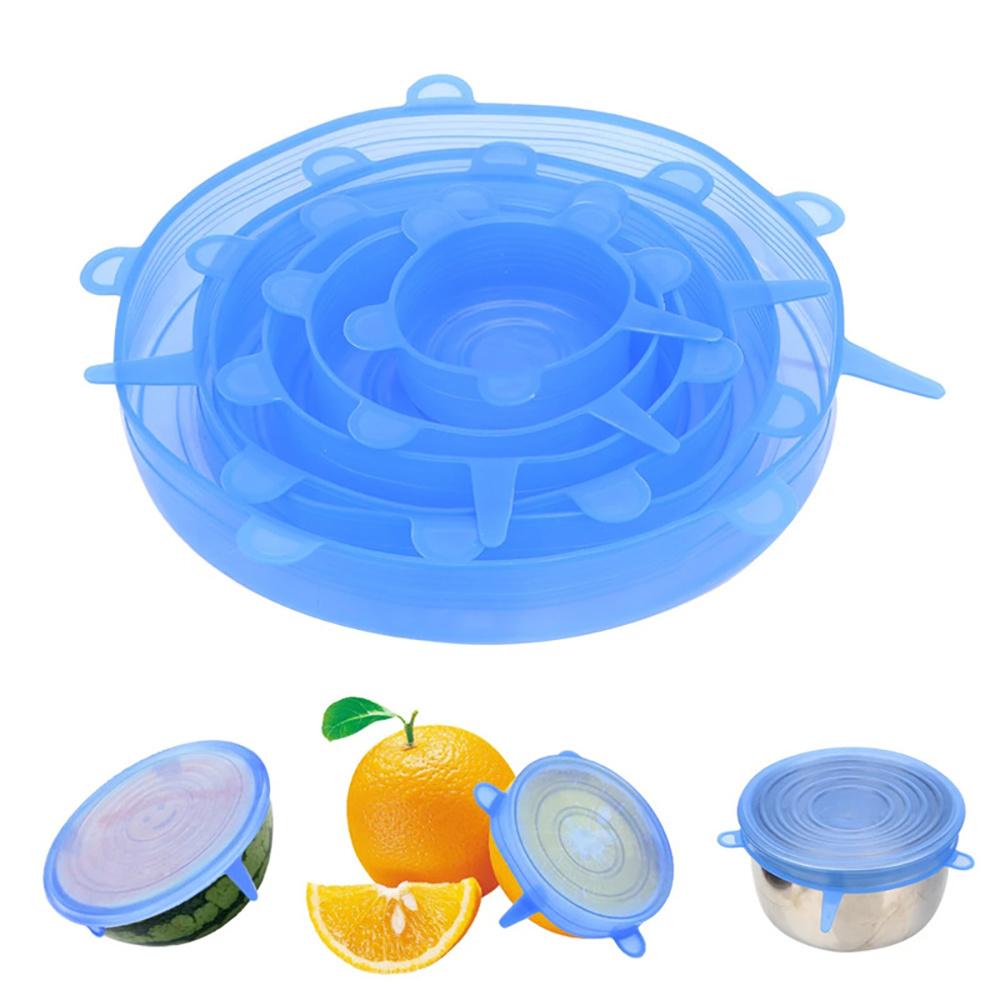6/12pcs Reusable Silicone Stretch Lids - Keep Fruits & Veggies Fresh for Longer!