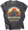 Vintage Smoky Mountains Black Bear Sunset Graphic T-Shirt for Outdoor Lovers