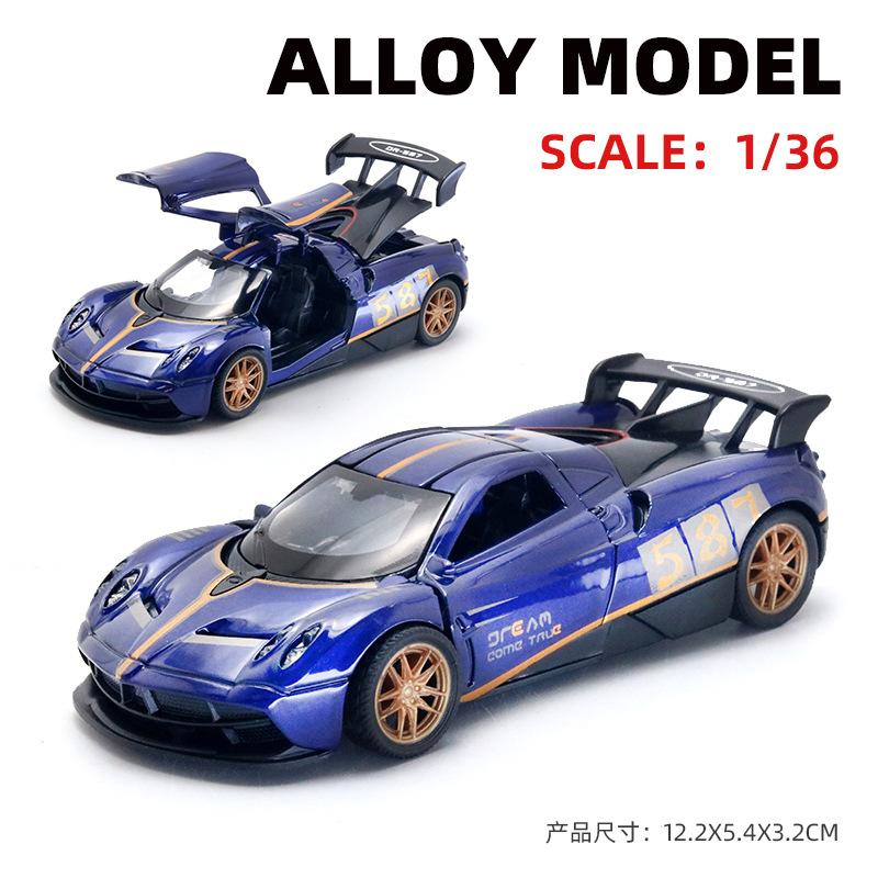 AAZN1 [Boxed] 1:36 Alloy Racing Model Boy Three Doors Pull Back Graffiti Car Gift Wholesale Cross-border
