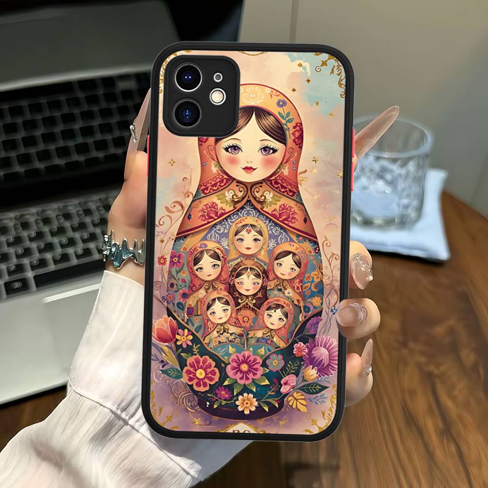 Классический чехол-матрешка для телефона iPhone 16 15 14 11 12 13 Pro Max Plus 12 XS Max, задняя крышка, матовый чехол