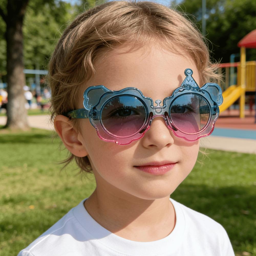 Cute Funny Pastel Bear Kids Sunglasses with Ombre Gradient UV Protection Adorable Animal Sun Glasses New Eyewear KJ290