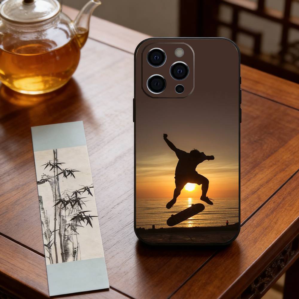 Cool Skateboard Phone Case For iPhone 17, 16,15,14,13,12,11 Plus,Pro Max, Others Soft Black Cover