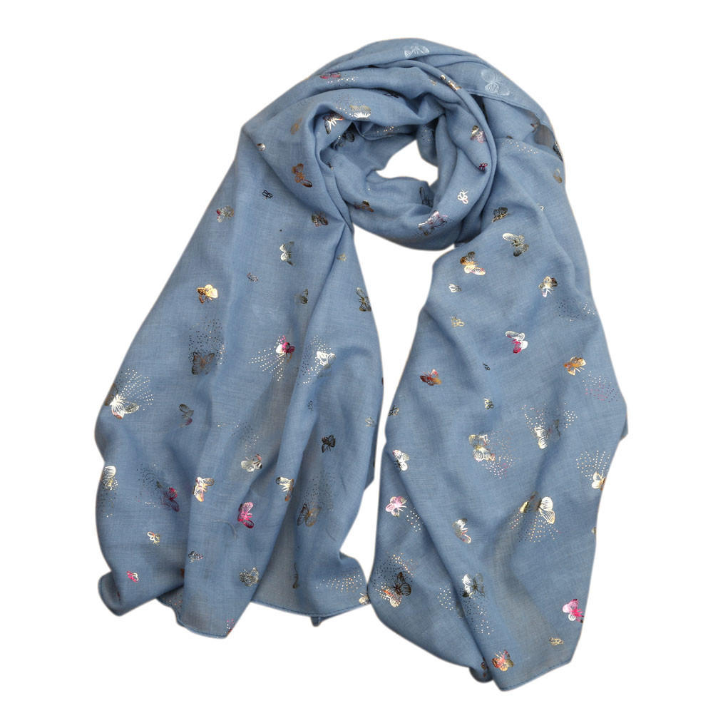 Lady Butterfly Print Long Wrap Women's Shawl Pashmina Stole Scarf Scarves