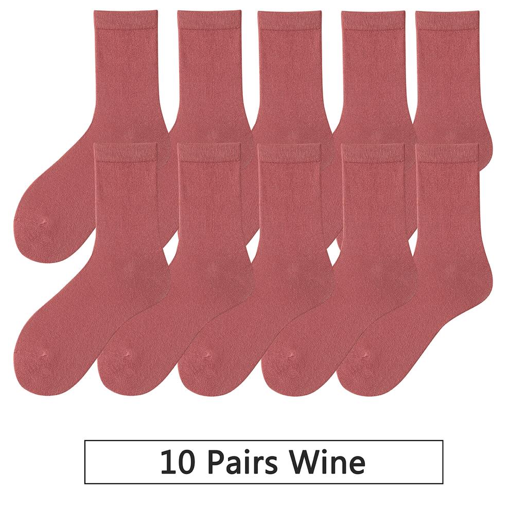 10 пар/лот Новые женские хлопковые носки Мужские носки Однотонные Осенние Весенние Для женских Мягкие Дышащие Разноцветные Девичьи