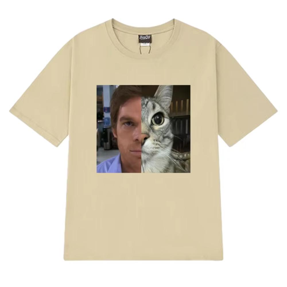 Hot Sale Dexter Morgan Funny Cat Tshirts Men Women Oversized Short Sleeve T Shirt Unisex Black Print Cotton Clothing Streetwear