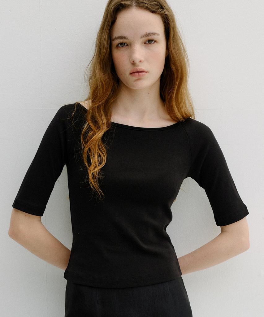 Хлопковая футболка с вырезом-лодочкой Beullaengkeu03 (4Colors)