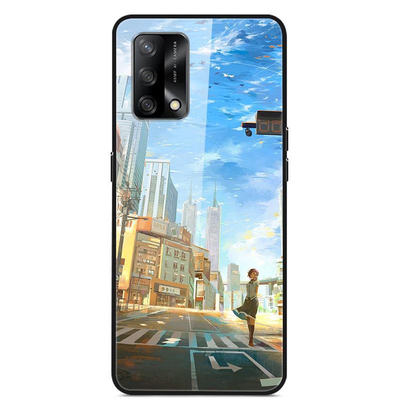 For OPPO A74 4G Case Tempered Glass Hard Phone Case Luxury Case for OPPO A74 5G A 74 Protective Bumper Shockproof Funda Coque