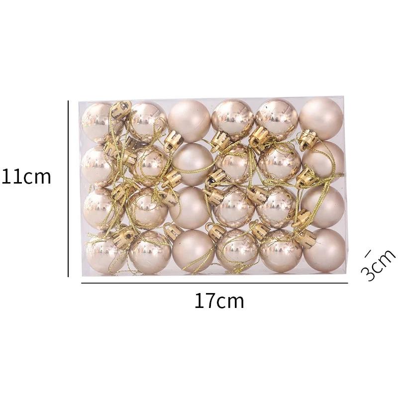 24 шт./коробка Рождественские шары Украшения для рождественской елки Рождественские сферы Круглый пенопластовый шар Рождественские Новогодние украшения 2025
