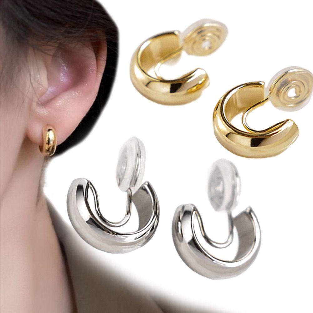 1 пара клипс-серег под золото, не требующих прокола, хип-хоп серьги, новые серьги-кольца, ювелирные аксессуары