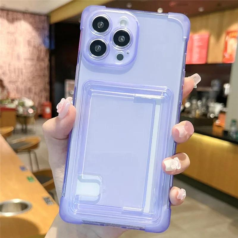 Четырехугольный противопадающий чехол для карточек, прозрачный чехол для телефона iPhone 13 12 11 14ProMax 15ProMax 15 Plus, мягкий силиконовый чехол