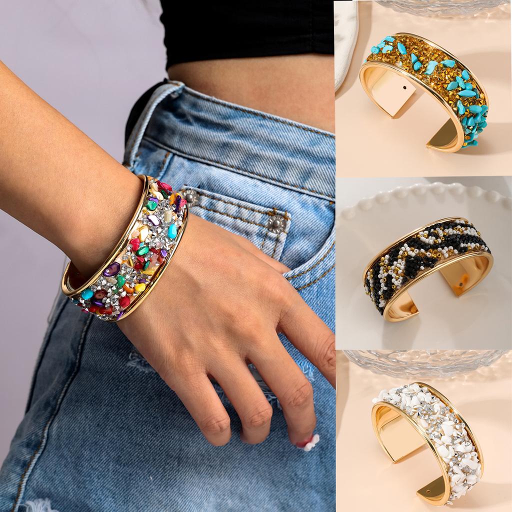 Браслет Cross Border Fashion Style Stone, новый преувеличенный открывающийся браслет в богемном стиле