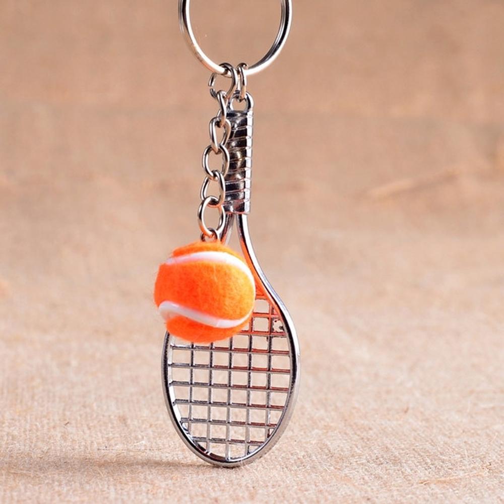 Key Rings Metal Car Key Chain Tennis Ball Sports Key Chain Tennis Racket Keychain Mini Keychain