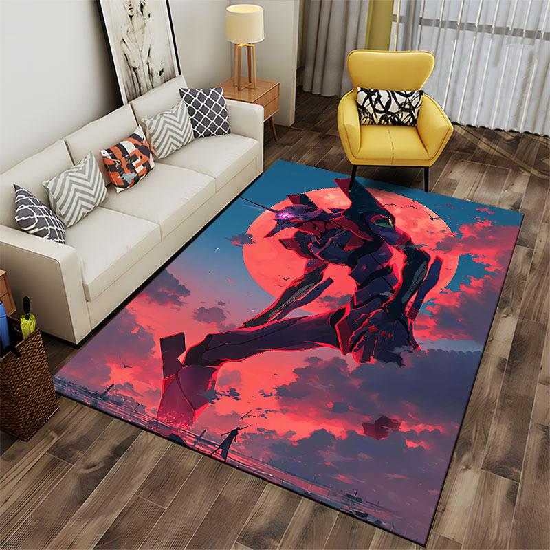 Giant Robot Under Red Moon suitable as a non-slip mat for the living room or bedroom sofa