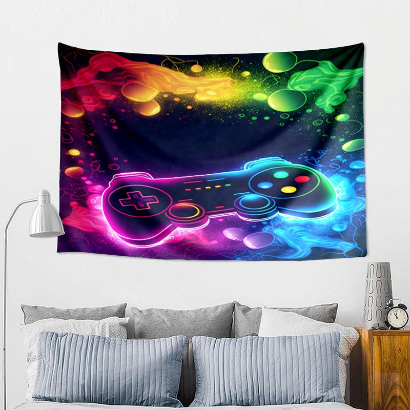 Neon Game Over Art Printed Tapestry, Wall Hanging,Livingroom, dormitory, Large Wall Decor, Fabric Decor Fan Birthday Gifts