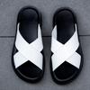 Fashion Summer New Style Simple Slippers Cow Leather Shoes Beach Slippers Men Sandals White Light Soft Bottom Casual Shoes Outdoor Shoes