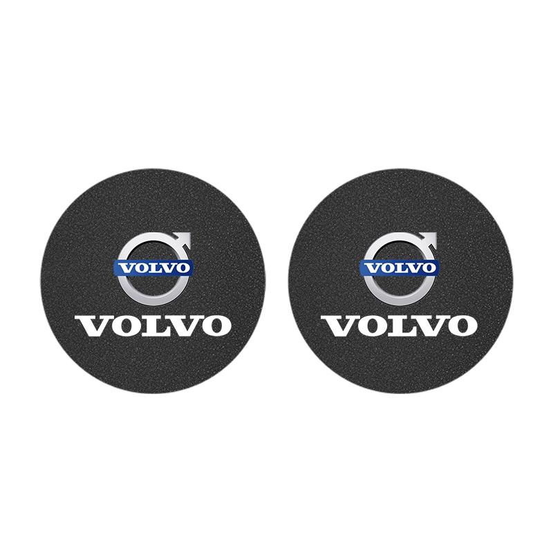 2Pcs Suede Leather Coaster Car Water Cup Anti-slip Pad Mat Auto Interior For Volvo XC60 XC90 V40 V60 S60 V50 V90 S80 C40 V70 C30
