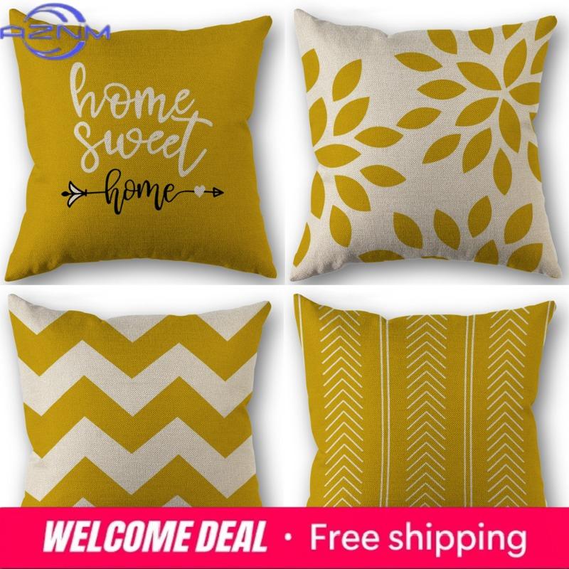 Pcs Linen Square Cushion Coversinglesided Printed Pillowcase Home Decor Room DecorLiving DecorBedroom Decor