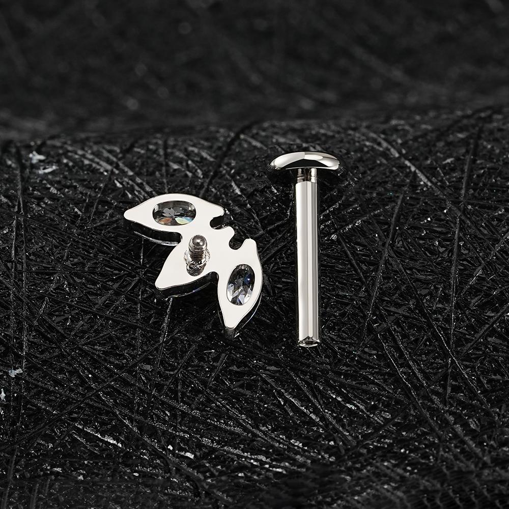 Right Grand ASTM F136 Titanium Triple Marquise CZ Stud Earring 16G Trinity Lotus Opal Cluster Cartilage Helix Tragus Piercing